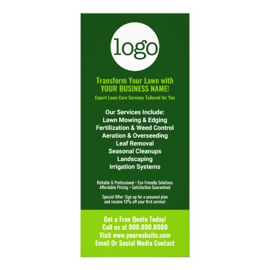 Rasenmähen, Bewässerung, Auslöselogo Werbekarte (Hinten)