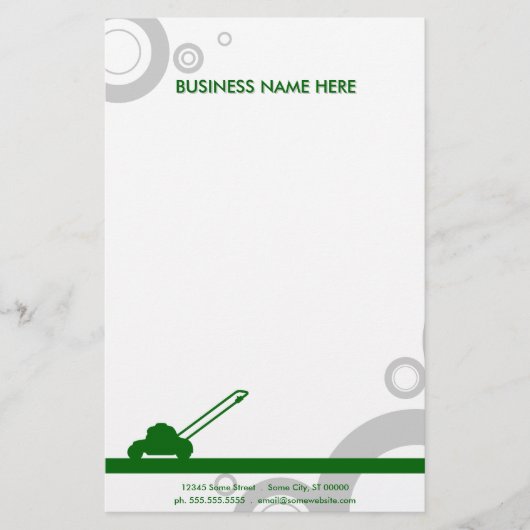 Rasenmähen Briefpapier (Vorderseite)