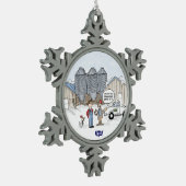 Rasenmähen Schneeflocken Zinn-Ornament (Links)