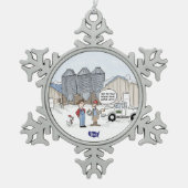 Rasenmähen Schneeflocken Zinn-Ornament (Vorderseite)