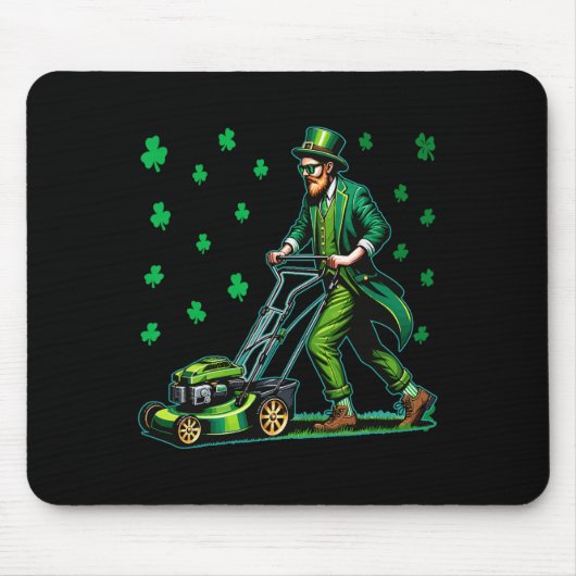 Rasenmähen St. Patrick's Day Irisches Kleeblatt Gl Mousepad (Vorne)