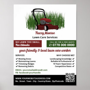 Rasenmäher auf dem Gras, Rasenpflege Poster