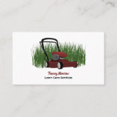 Rasenmäher auf dem Gras, Rasenpflege Visitenkarte (Vorderseite)