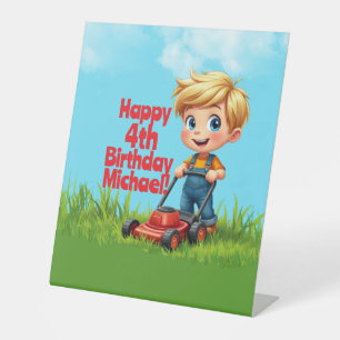 Rasenmäher Birthday Pedestzeichen Sockelschild