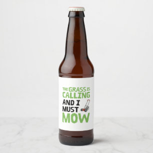 Rasenmäher - Das Gras ruft und ich muss mähen Bierflaschenetikett