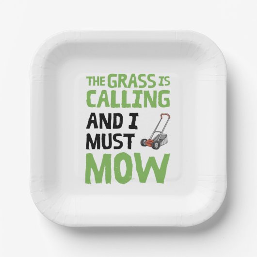 Rasenmäher - das Gras ruft und ich muss mähen Pappteller (Vorderseite)