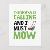 Rasenmäher - das Gras ruft und ich muss mähen Postkarte (Vorderseite)
