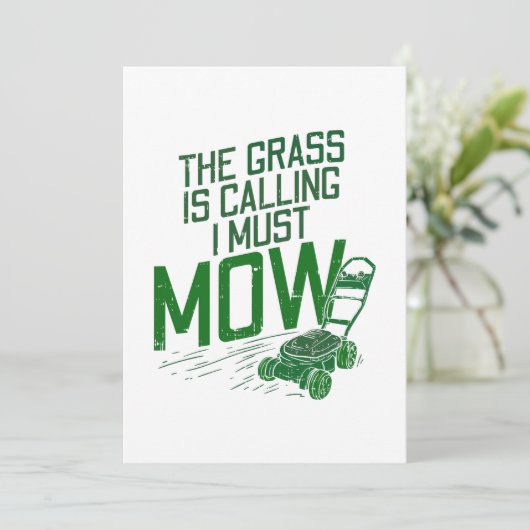 Rasenmäher Einladung (Stehend Vorderseite)