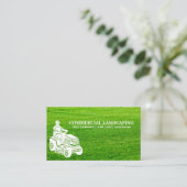 Rasenmäher fahren | Grass Business Card ausschneid Visitenkarte (Stehend Vorderseite)
