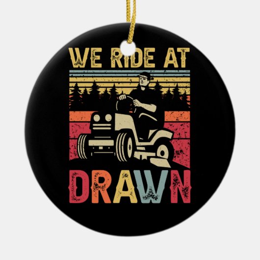 Rasenmäher fahren wir bei Morgendämmerung Lawnmo Keramik Ornament (Vorne)