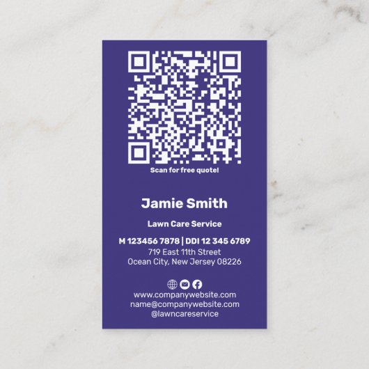 Rasenmäher für QR-Foto-Branding Visitenkarte (Rückseite)