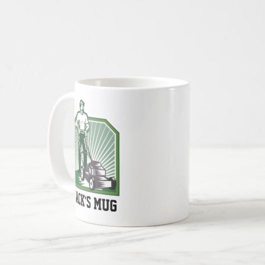 Rasenmäher für Rasenpflege Kaffeetasse (Vorderseite Links)
