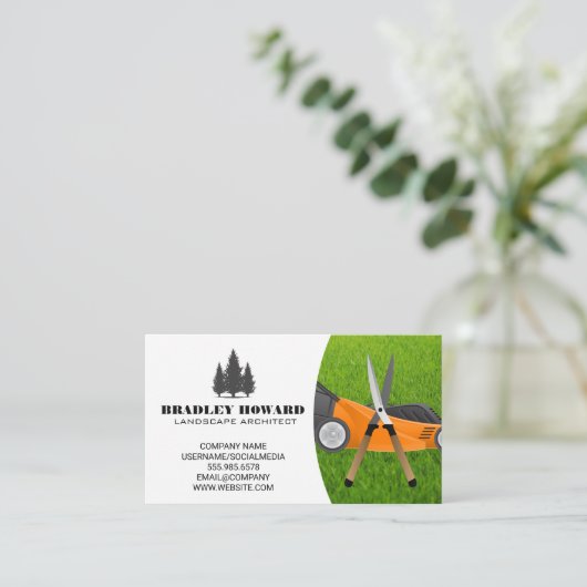 Rasenmäher | Gartenscheren | Gras Visitenkarte (Stehend Vorderseite)