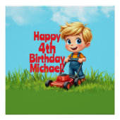 Rasenmäher Geburtstagsparty Poster (Vorderseite)