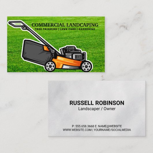 Rasenmäher-Grafik | Grass Business Card ausschneid Visitenkarte (Vorne/Hinten)