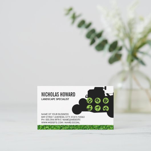 Rasenmäher Grass Garden Tools Visitenkarte (Stehend Vorderseite)