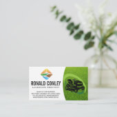 Rasenmäher | Grasschneiden | Horizontal Visitenkarte (Stehend Vorderseite)