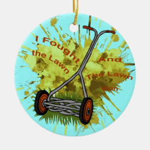Rasenmäher Keramik Ornament