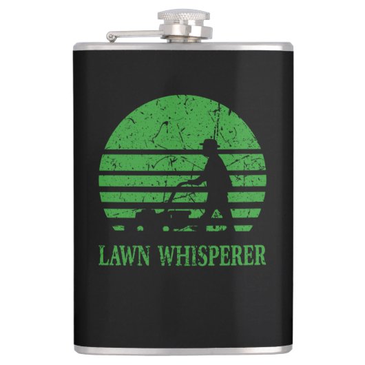 Rasenmäher Lawn Whisperer Gardener Geschenk Flachmann (Vorderseite)