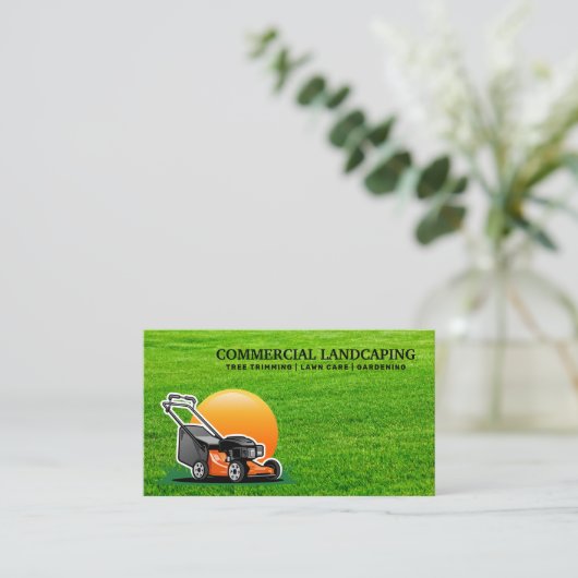 Rasenmäher-Logo | Grass Business Card reduzieren Visitenkarte (Stehend Vorderseite)