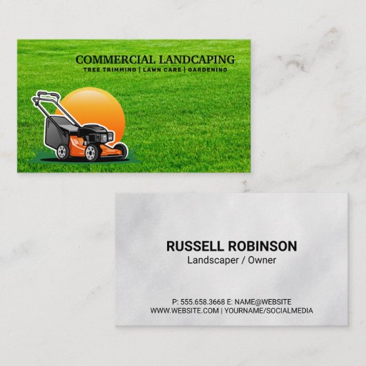 Rasenmäher-Logo | Grass Business Card reduzieren Visitenkarte (Vorne/Hinten)