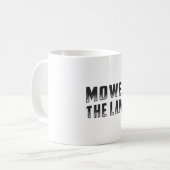 Rasenmäher mähen den Garten Kaffeetasse (Vorderseite Links)