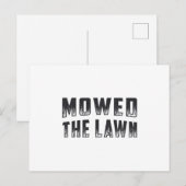 Rasenmäher mähen den Garten Postkarte (Vorne/Hinten)