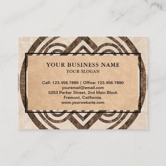 Rasenmäher mit braunem Marmor Badezimmer Bodenflie Visitenkarte (Rückseite)