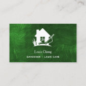 Rasenmäher mit Gartenarbeit für Grüngras Visitenkarte (Vorderseite)