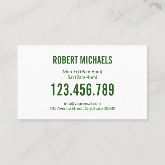 Rasenmäher mit Grasgartenbau Landschaften Visitenkarte (Rückseite)