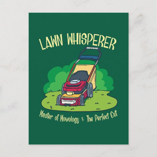 Rasenmäher mit Whisperer-Rasenmäher Gartengarten Postkarte (Vorderseite)