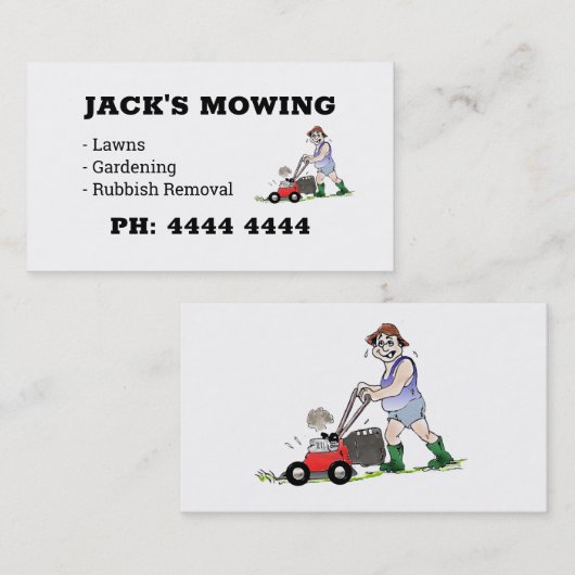 Rasenmäher oder Gartenbaukarten Visitenkarte (Vorne/Hinten)