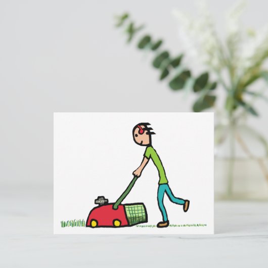 Rasenmäher Postkarte (Stehend Vorderseite)