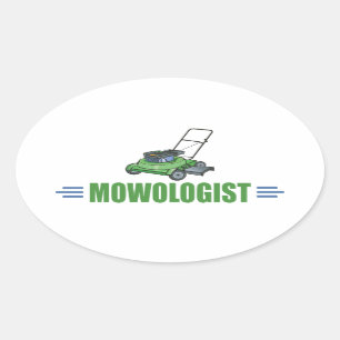 Rasenmäher, Rasenmäher, Landschaftspflege Ovaler Aufkleber