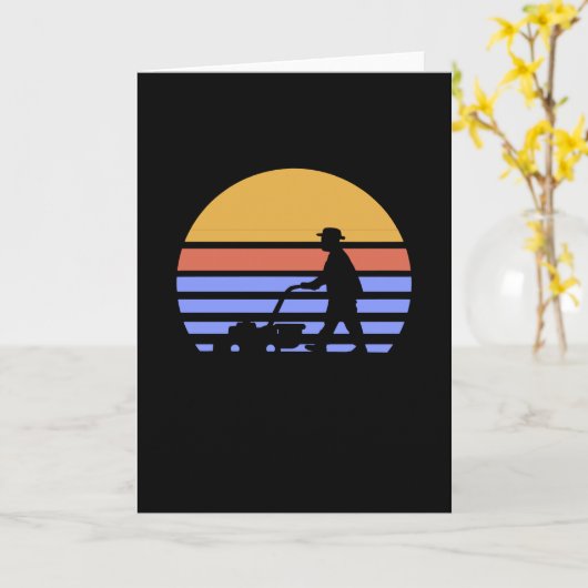 Rasenmäher Retro Karte (Gelbe Blume)