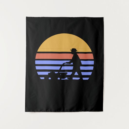 Rasenmäher Retro Wandteppich (Vorderseite)