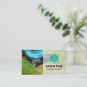 Rasenmäher schneiden Gras | Tree Logo Business Car Visitenkarte (Stehend Vorderseite)