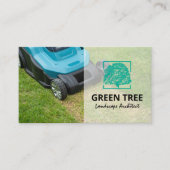 Rasenmäher schneiden Gras | Tree Logo Business Car Visitenkarte (Vorderseite)