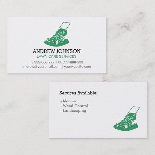 Rasenmäher-Silhouette-Logo Visitenkarte (Vorne/Hinten)