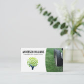 Rasenmäher | Styliertes Tree-Logo Visitenkarte (Stehend Vorderseite)