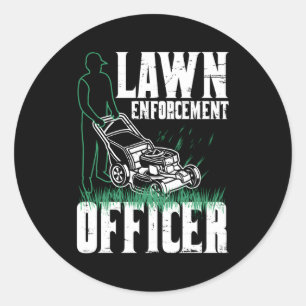 Rasenmäher Trimmer Arbeitergärtnerlandschaft Runder Aufkleber