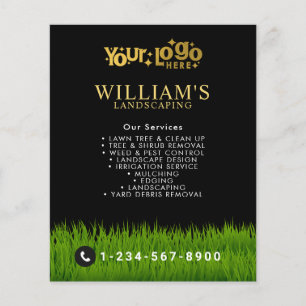 Rasenmäher und Rasenmäher, Lawn Care Gold Logo Flyer
