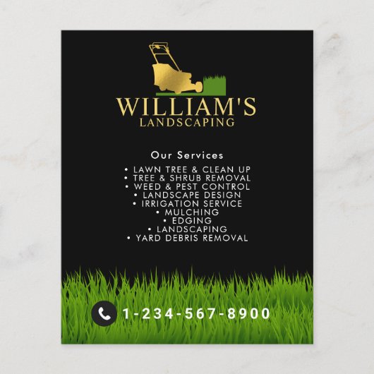 Rasenmäher und Rasenmäher, Lawn Care Gold Logo Flyer (Vorne)