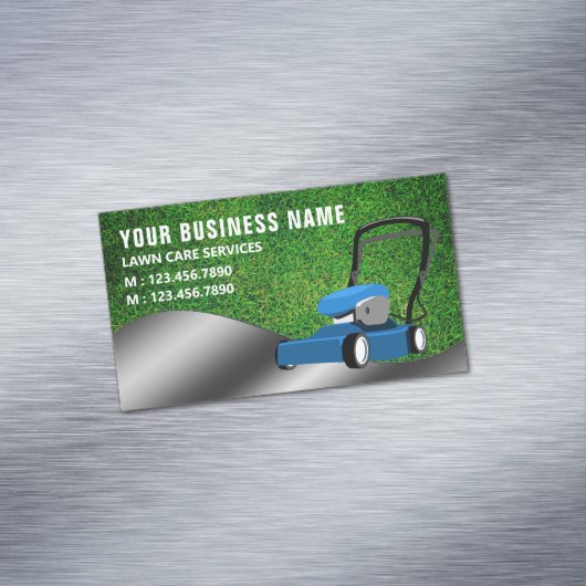 Rasenmäher und Rasenmäher Magnetische Visitenkarte (Beispiel)