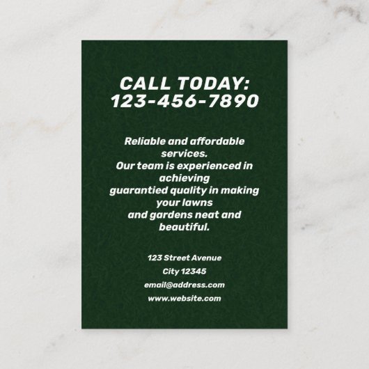 Rasenmäher Visitenkarte (Rückseite)