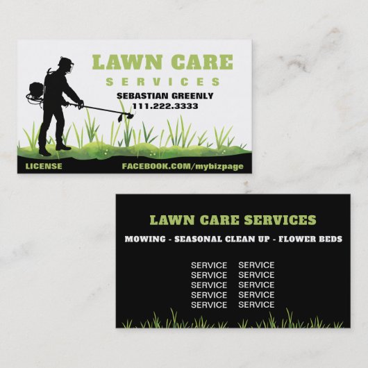 *~* Rasenmähgras Rasenmäher Visitenkarte (Vorne/Hinten)