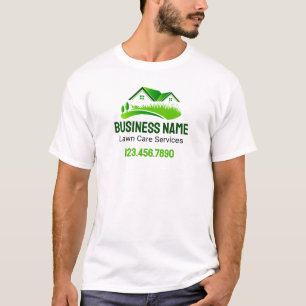 Rasenmähservice Grün-Weiß-Logo T-Shirt