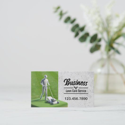 Rasenpflege Beruflicher Rasenmäher Visitenkarte (Stehend Vorderseite)