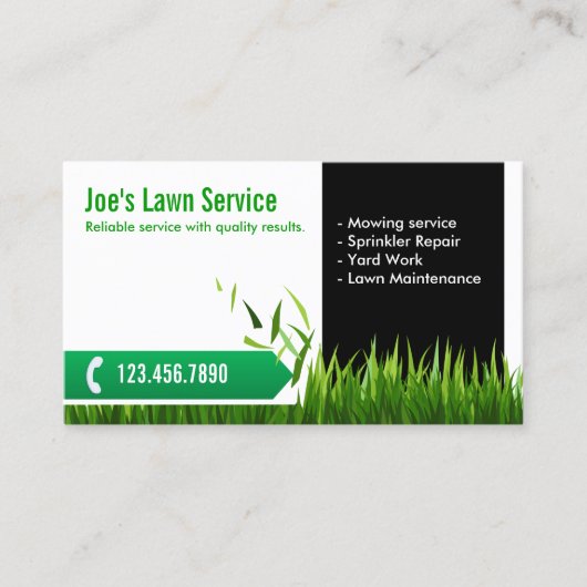 Rasenpflege, die Berufliches Mähen umschifft Visitenkarte (Vorderseite)