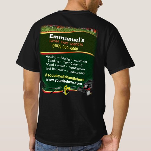 Rasenpflege, die Gras entführen und grünen T - Shi T-Shirt (Rückseite)